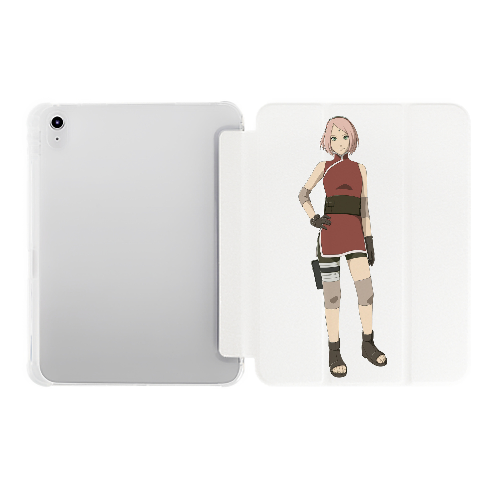 （画像用） NARUTO -ナルト- 春野サクラ Haruno Sakura IPad ケース ペン収納付き 三つ折りスタンド PUレザー×シリコン 対応機種9.5/10.5/10.9インチ